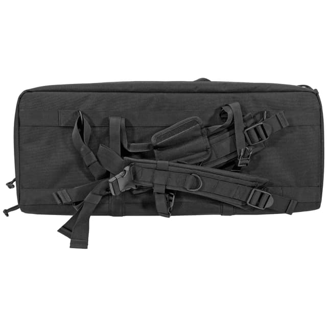 GPS Bags DRC28 Double Rifle Case Black 600D Polyester w/ 2 Padded Pistol Sleeves MOLLE Webbing & Lockable Zippers