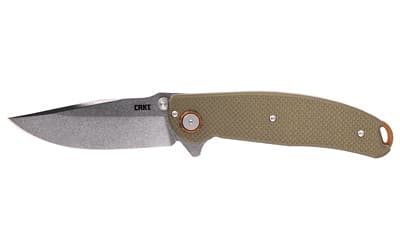 CRKT 2471 Butte 3.36" Folding Plain Stonewashed D2 Steel Blade/OD Green G10 Handle Includes Pocket Clip
