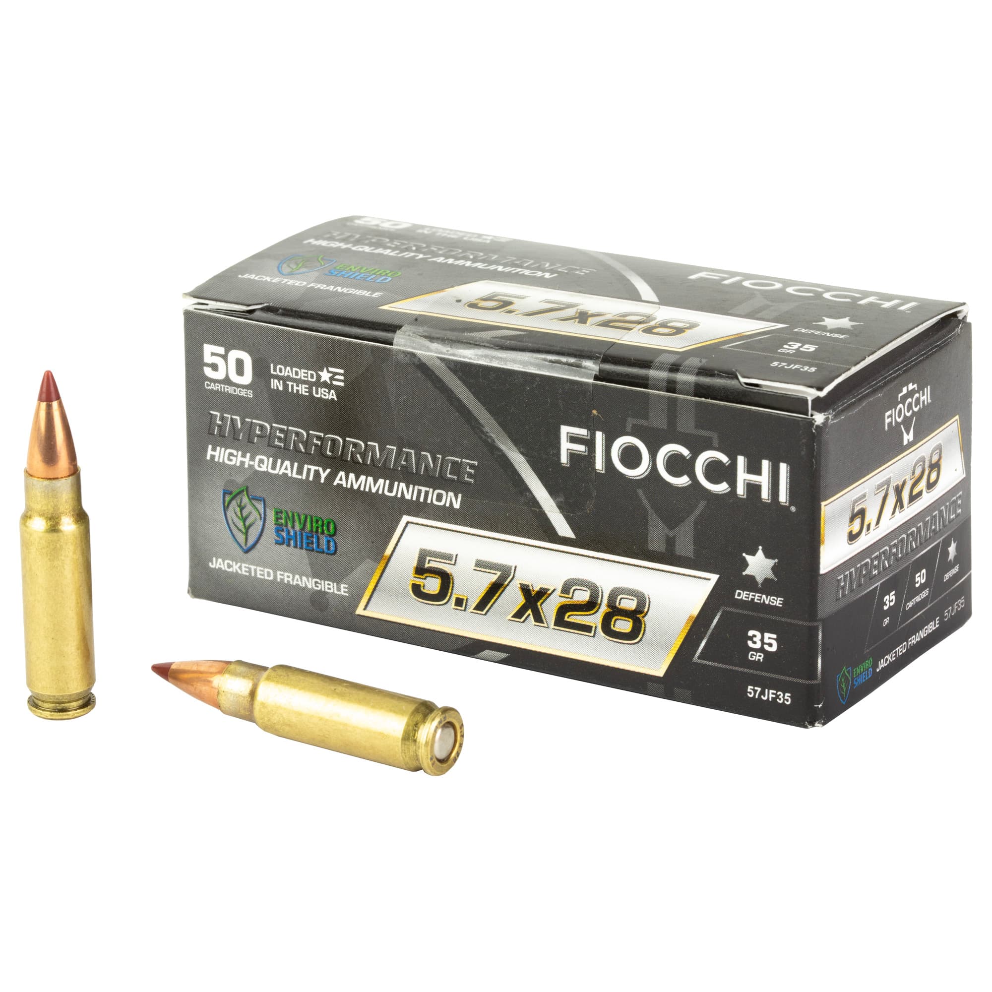 Fiocchi Hyperformance Defense 5.7x28mm Jacketed Frangible 35 Grain 50 Rounds