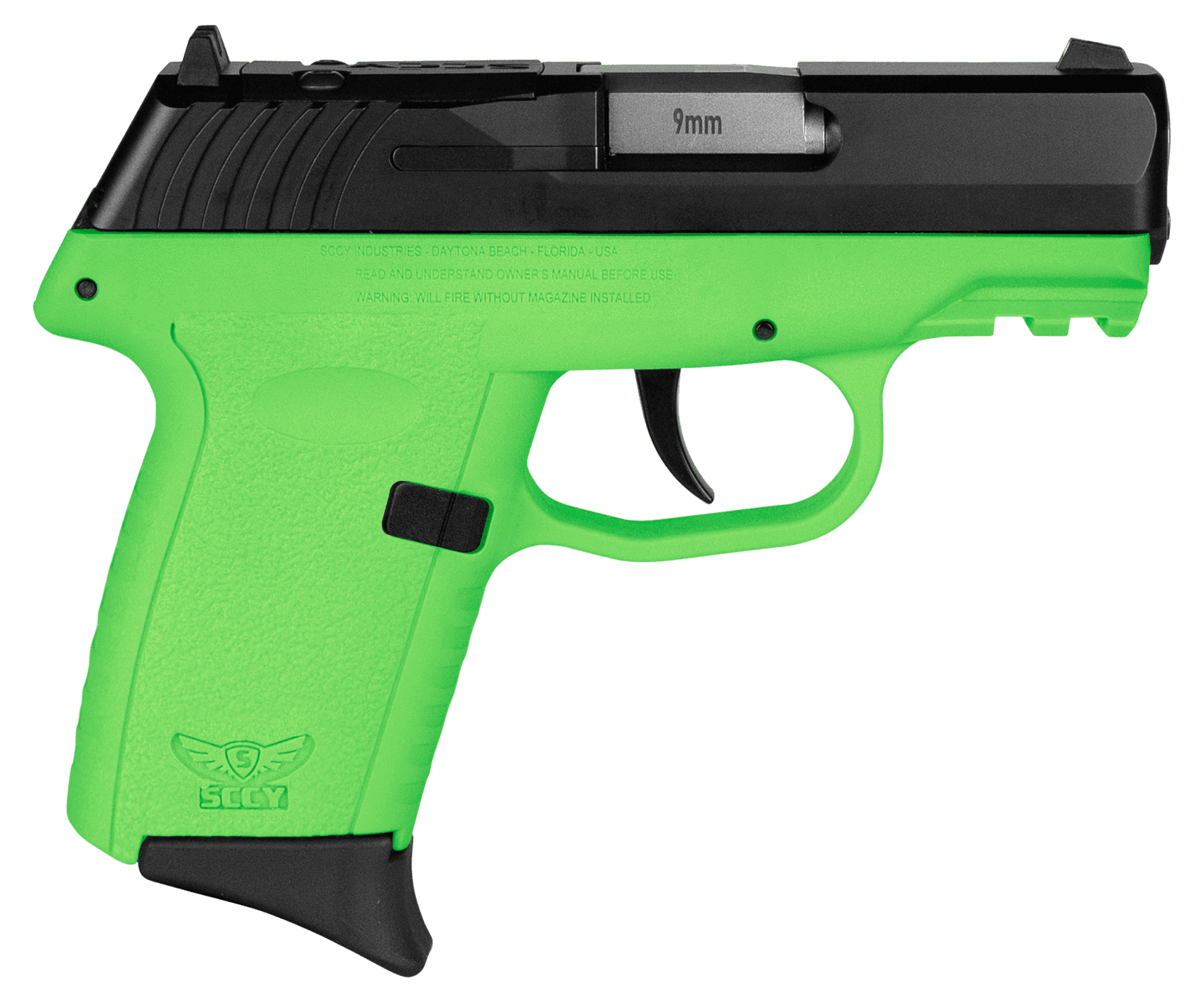 SCCY Industries CPX2CBLGRDRG3 CPX-2 Gen3 RD 9mm Luger 10+1 3.10" Lime Green Polymer w/Picatinny Rail Serrated Black Nitride SS Slide Lime Green Polymer Grip