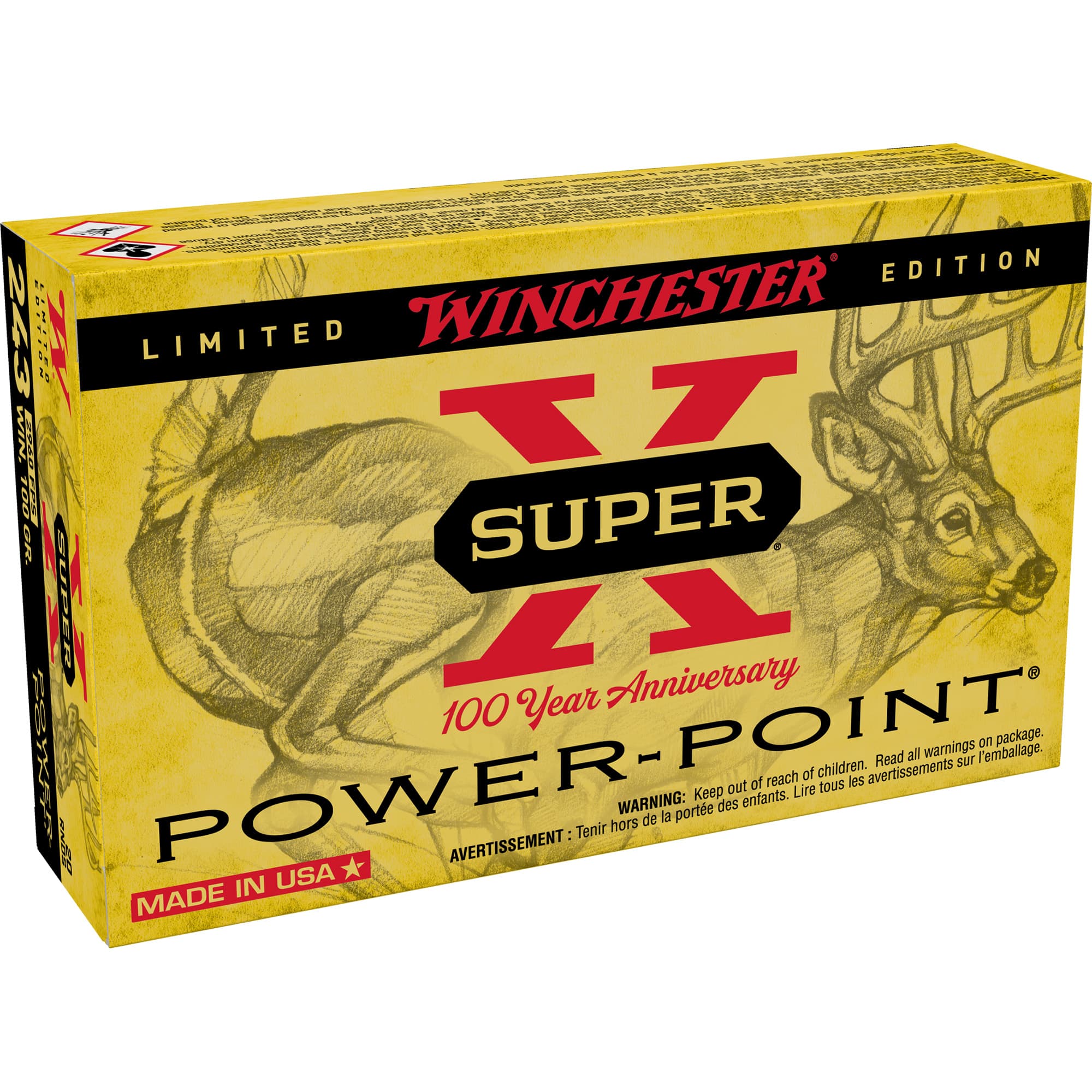 Winchester, Super-X 100 Year Anniversary, .243 Winchester, Jacketed Soft Point, 100 Grain, 20 Rounds