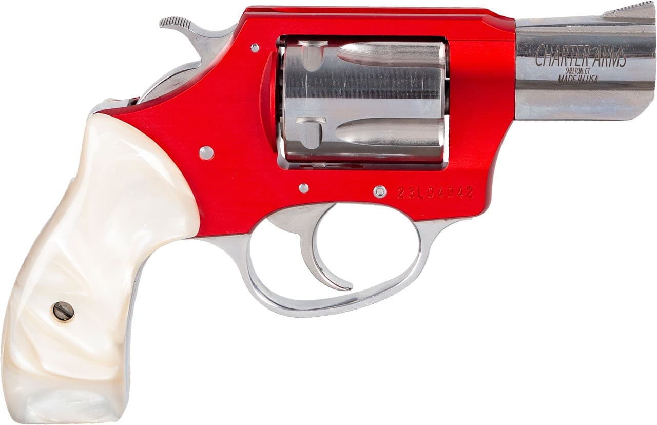 Charter Arms 53826 Chic Lady  38 Special 5 Shot 2" High Polished Stainless Barrel & Cylinder, Red Anodized Aluminum Frame, White Pearlite Grip, Exposed Hammer