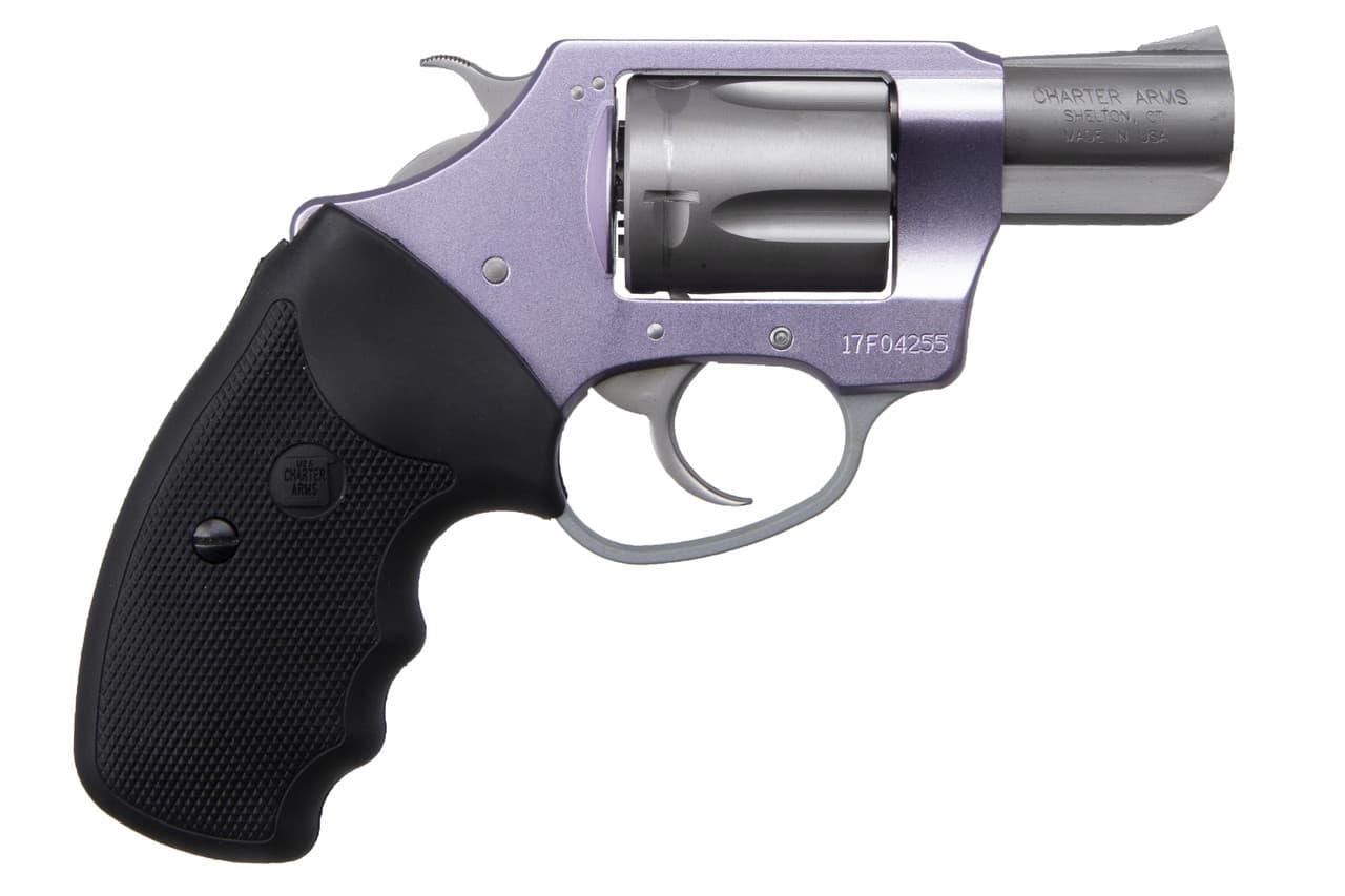 Charter Arms 53840 Undercover Lite Lavender Lady Small 38 Special 5rd 2" Stainless Steel Barrel & Cylinder, Lavender Aluminum Frame, Black Finger Grooved Rubber Grip, Exposed Hammer