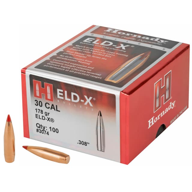 Hornady ELD-X Bullets with Heat Shield Tip .30 cal .308" 178 gr 100/Box