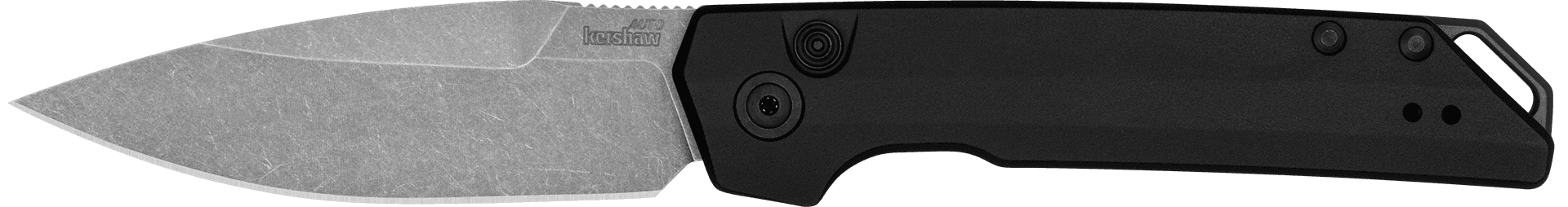 Kershaw 7038 Launch Iridium Automatic 3.45" Folding Spear Point Plain Stonewashed CPM MagnaCut Steel Blade, Black Anodized Aluminum Handle
