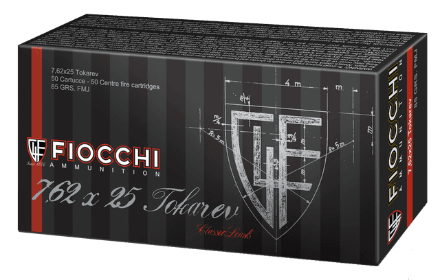 Fiocchi Training, 7.62x25 Tokarev, Full Metal Jacket, 85 Grain, 50 Rounds