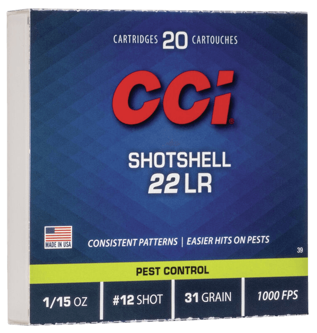 CCI Pest Control Shotshell 22 Long Rifle #12 Shot 31 Grain 20 Rounds