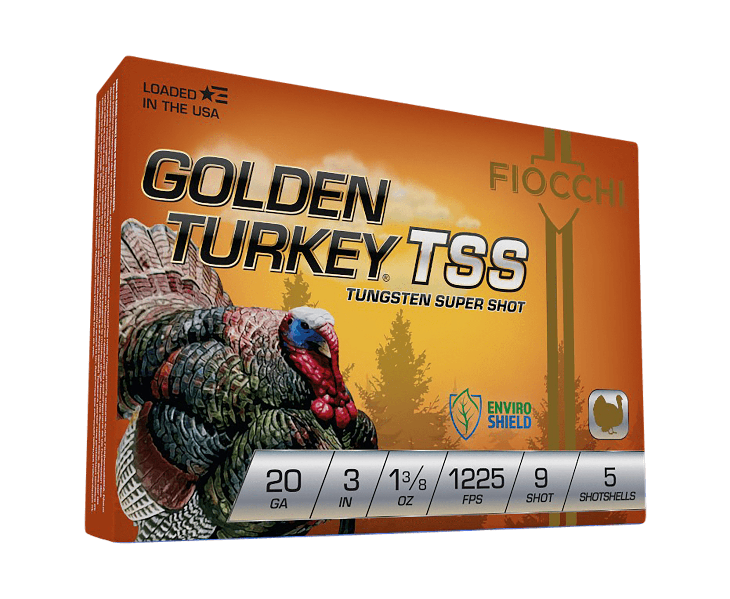 Fiocchi Golden Turkey TSS 20 Gauge Tungsten Shot 1 3/8 oz #9 5 Rounds
