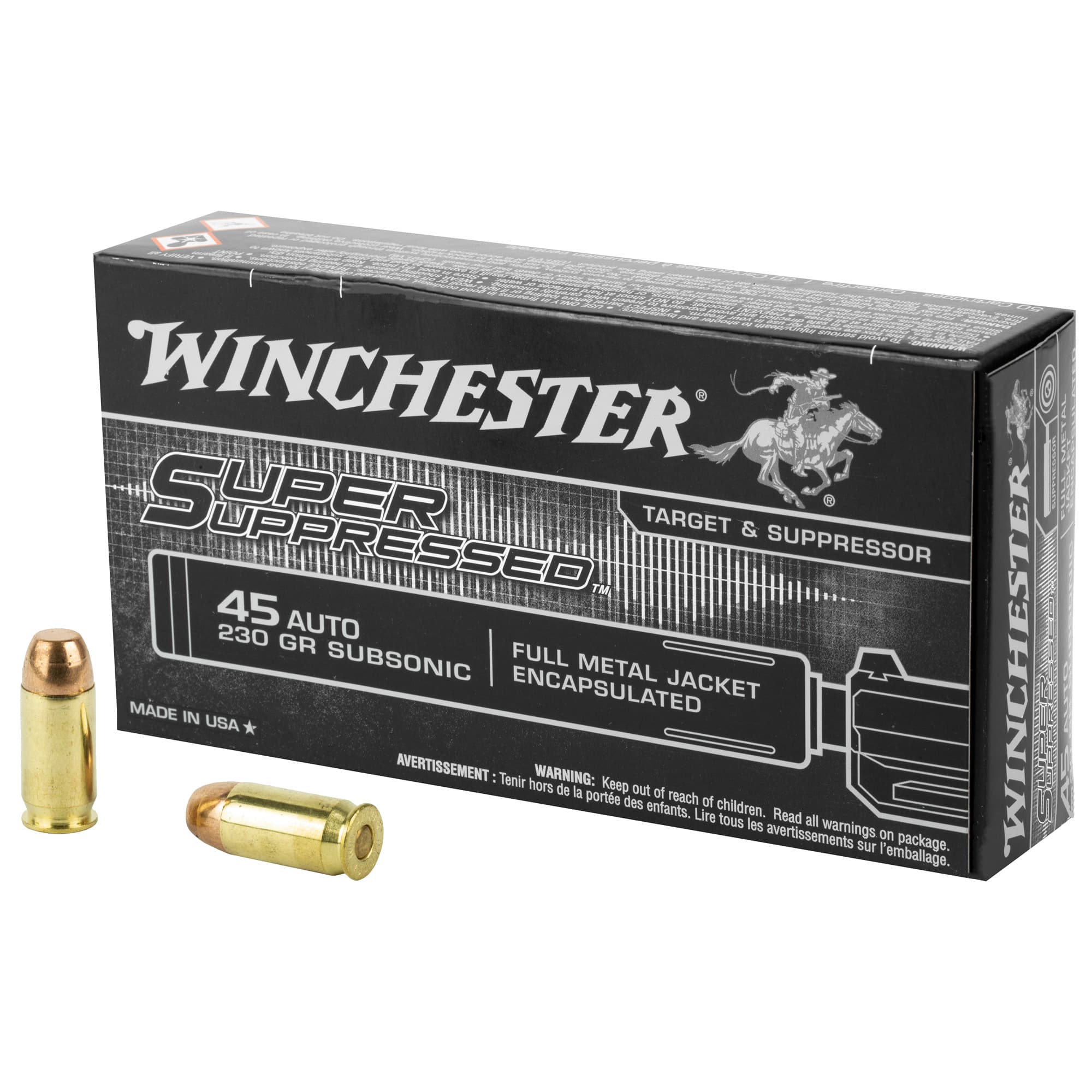 Winchester Super Suppressed .45 Acp 230 Grain Full Metal Jacket 50 Rounds