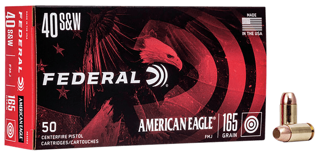 Federal, American Eagle, .40 S&W, Full Metal Jacket, 165 Grain, 50 Rounds
