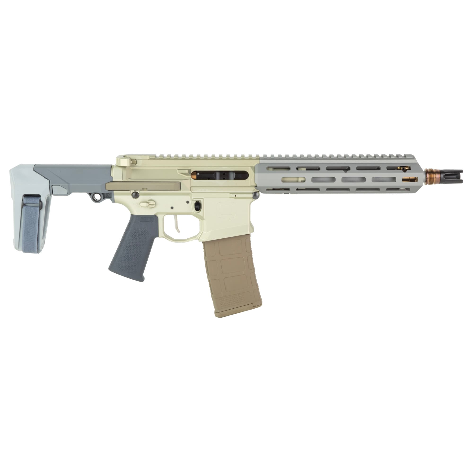 Q LLC HB55610INPISTOL Honey Badger  5.56 NATO 30+1 10" Threaded Barrel, M-LOK Handguard, Aluminum Receiver, Tan SB Tactical Brace
