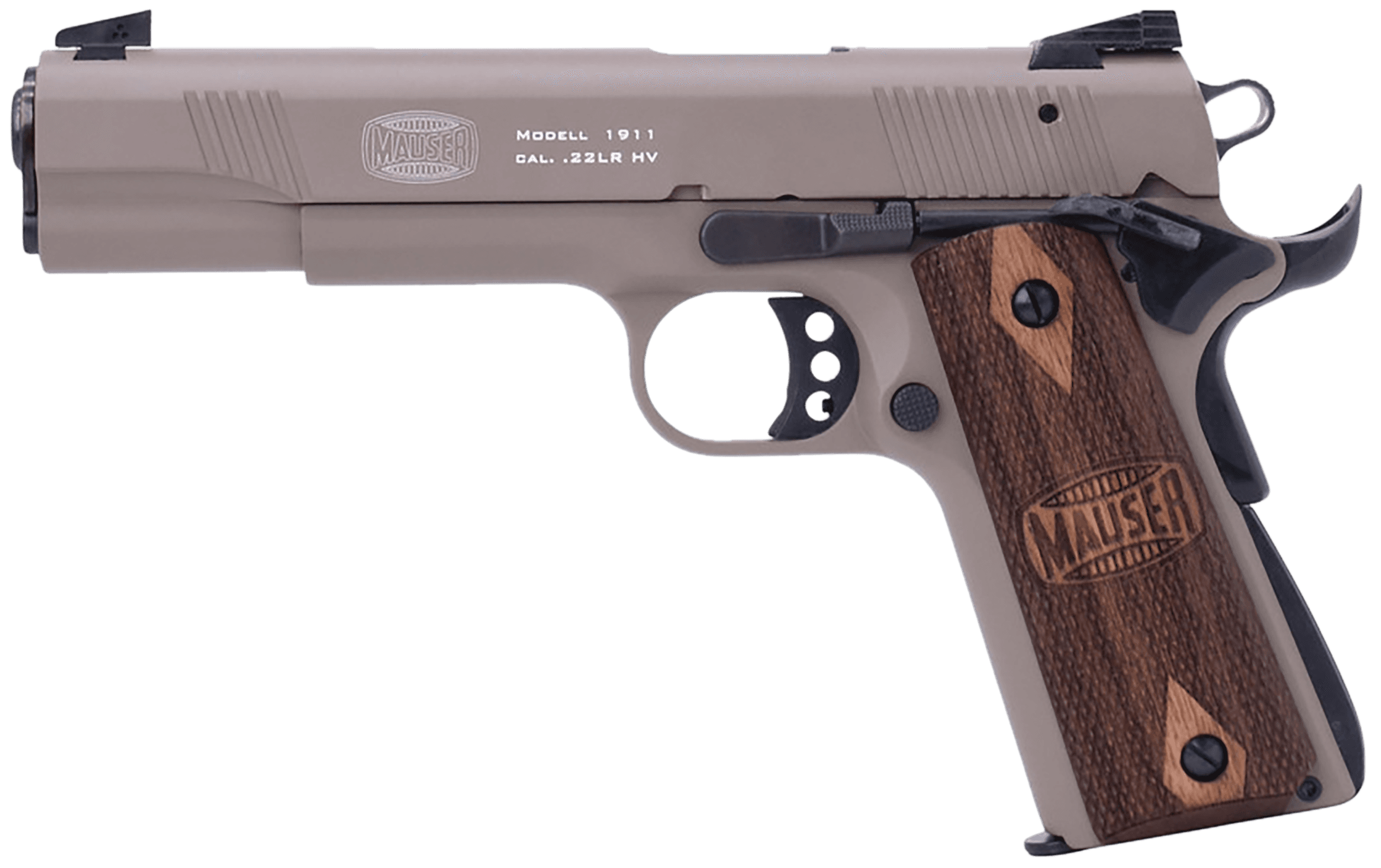 Blue Line Solutions Mauser Rimfire 1911 22 Long Rifle 5" 10+1 Tan Aluminum Walnut Grip Ambidextrous