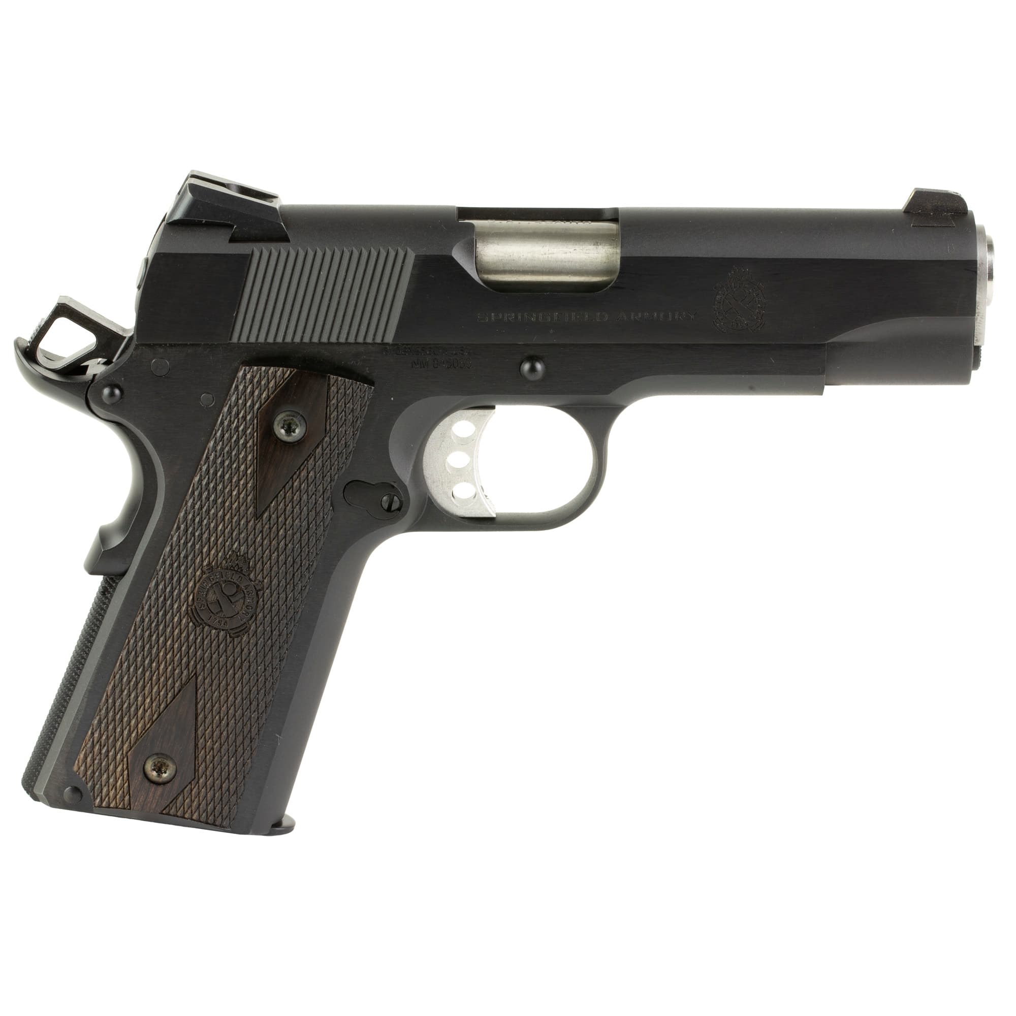 Springfield Armory PX9418 1911 Garrison 45 ACP 7+1 4.25" Stainless Match Grade Barrel, Blued Serrated Carbon Steel Slide & Frame w/Beavertail, Thinline Wood Grip
