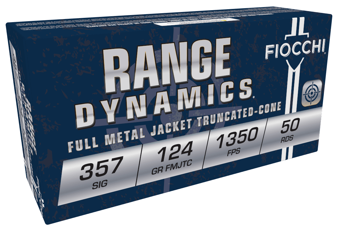 Fiocchi, Range Dynamics, 357 Sig, Full Metal Jacket, 124 Grain, 50 Rounds