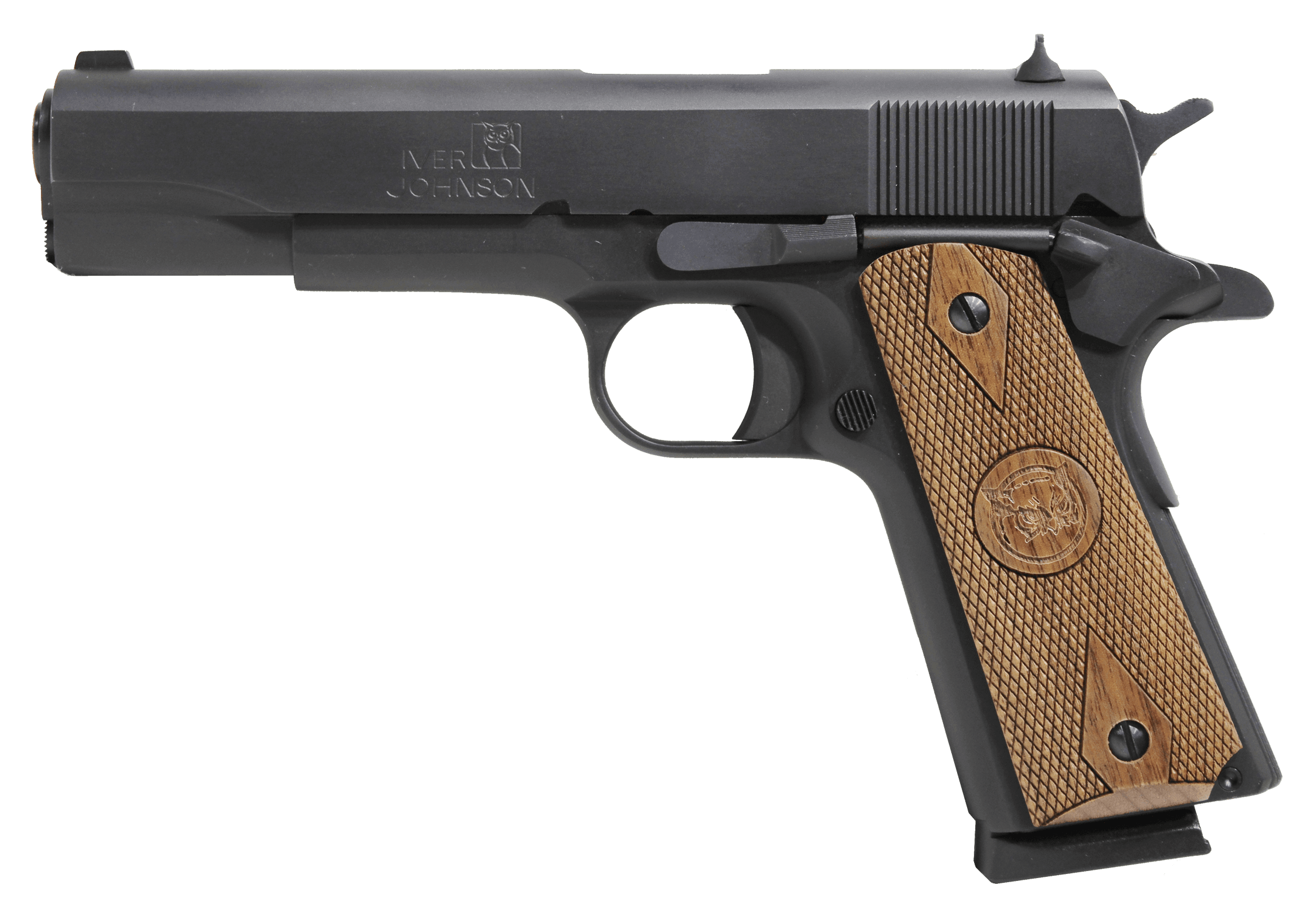 Iver Johnson Arms 1911A1 1911 A1 Government 70 Series 45 ACP 5" 8+1 Blued Steel Frame & Slide with Walnut Grip