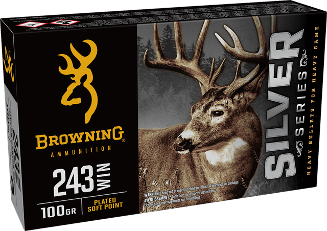 Browning Silver 243 Winchester Plated Soft Point 100 Grain 20 Rounds