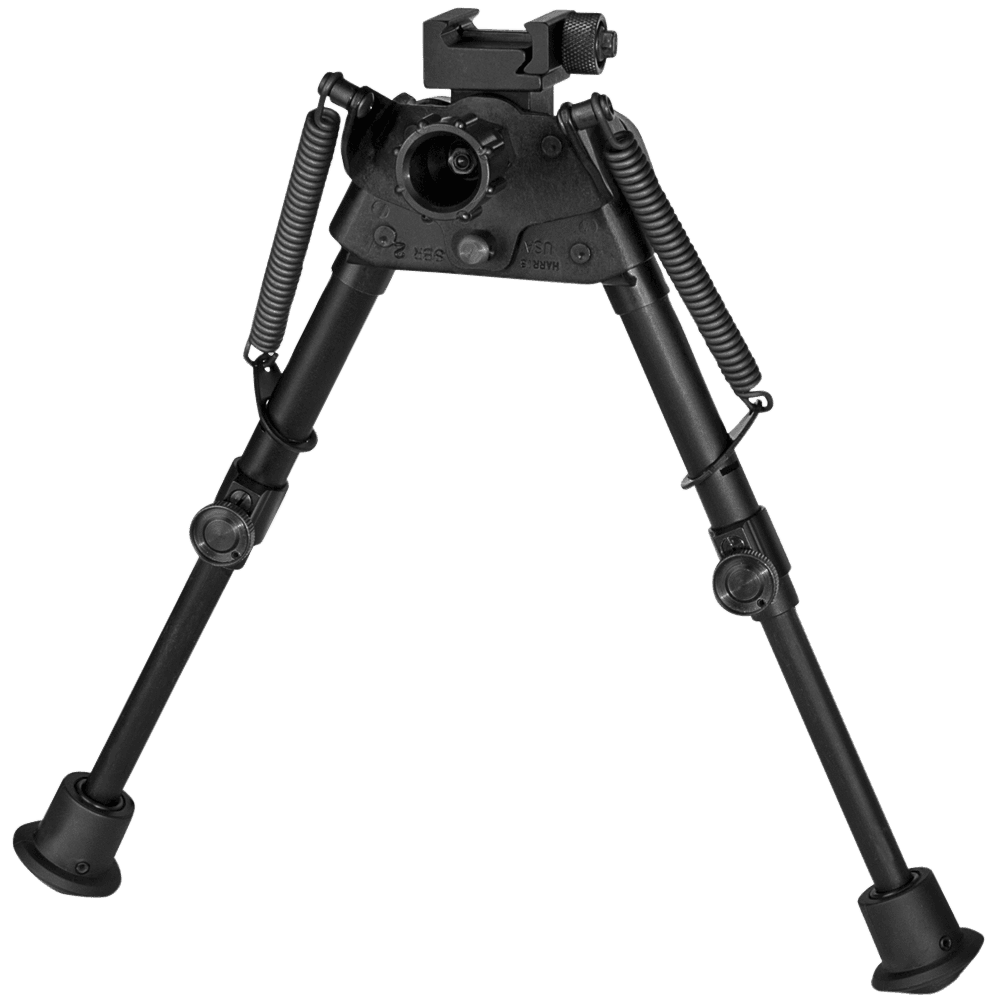 Harris Bipods S-BR2P Swivel BR Picatinny, 6-9", Black Steel/Aluminum, Self Leveling Legs, Rubber Feet