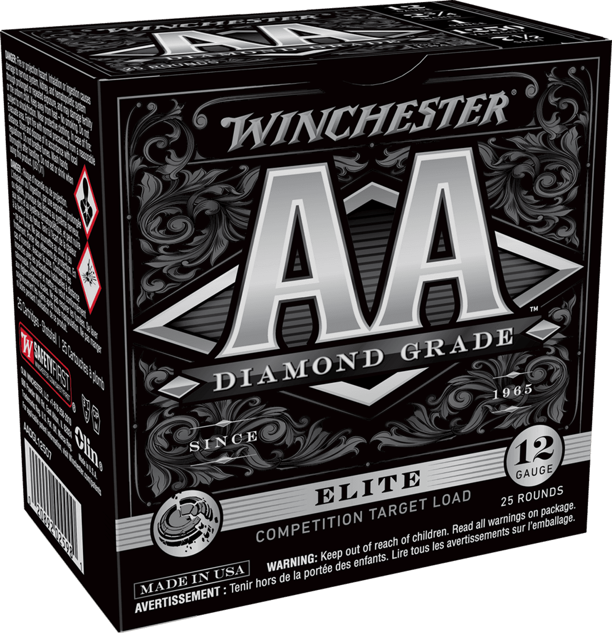 Winchester AA Diamond Grade Elite Trap 20 Gauge Lead Shot 7/8 oz 25 Rounds