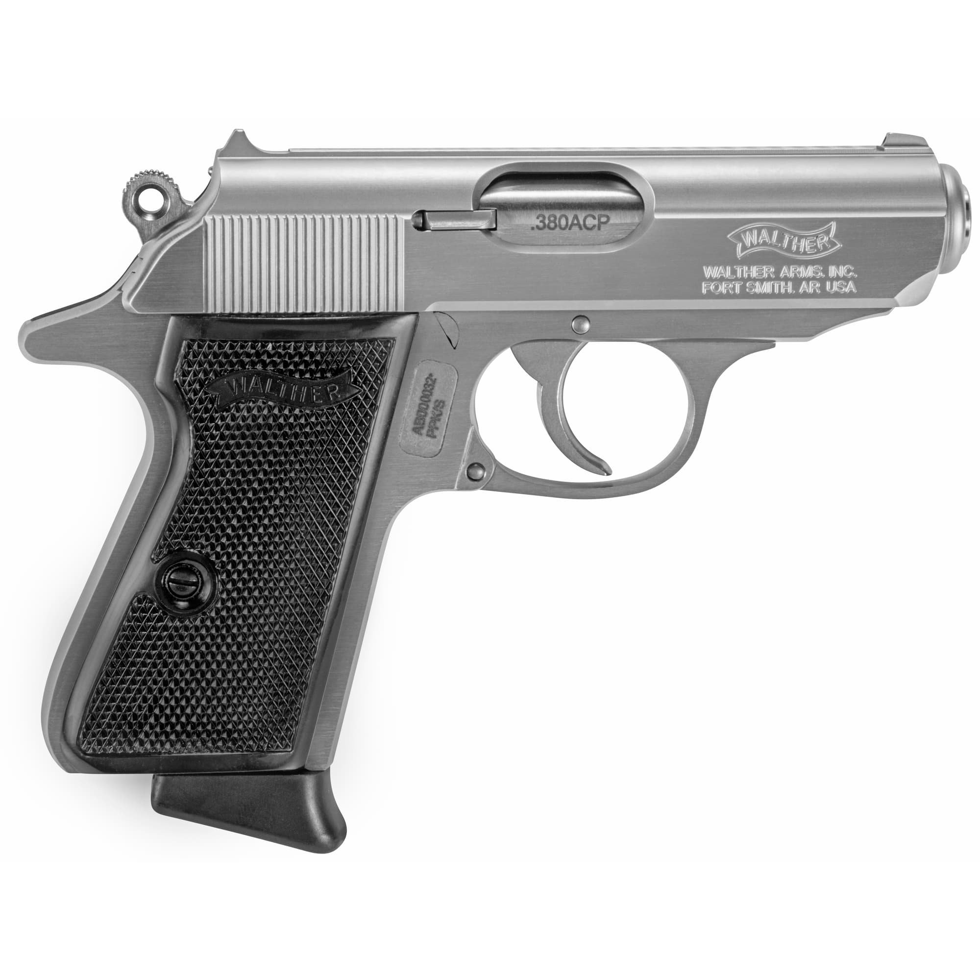 Walther PPK/S Pistol 380 ACP 7+1 Stainless Black Grips 3.3 in.