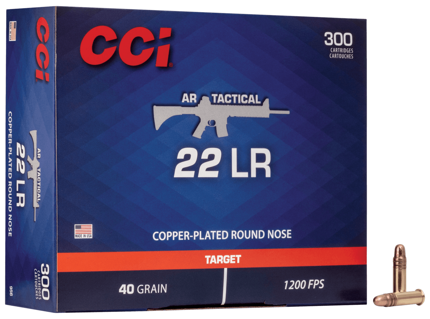 Cci Ar Tactical 22 Long Rifle Copper Plated Round Nose 40 Grain 300 Rounds
