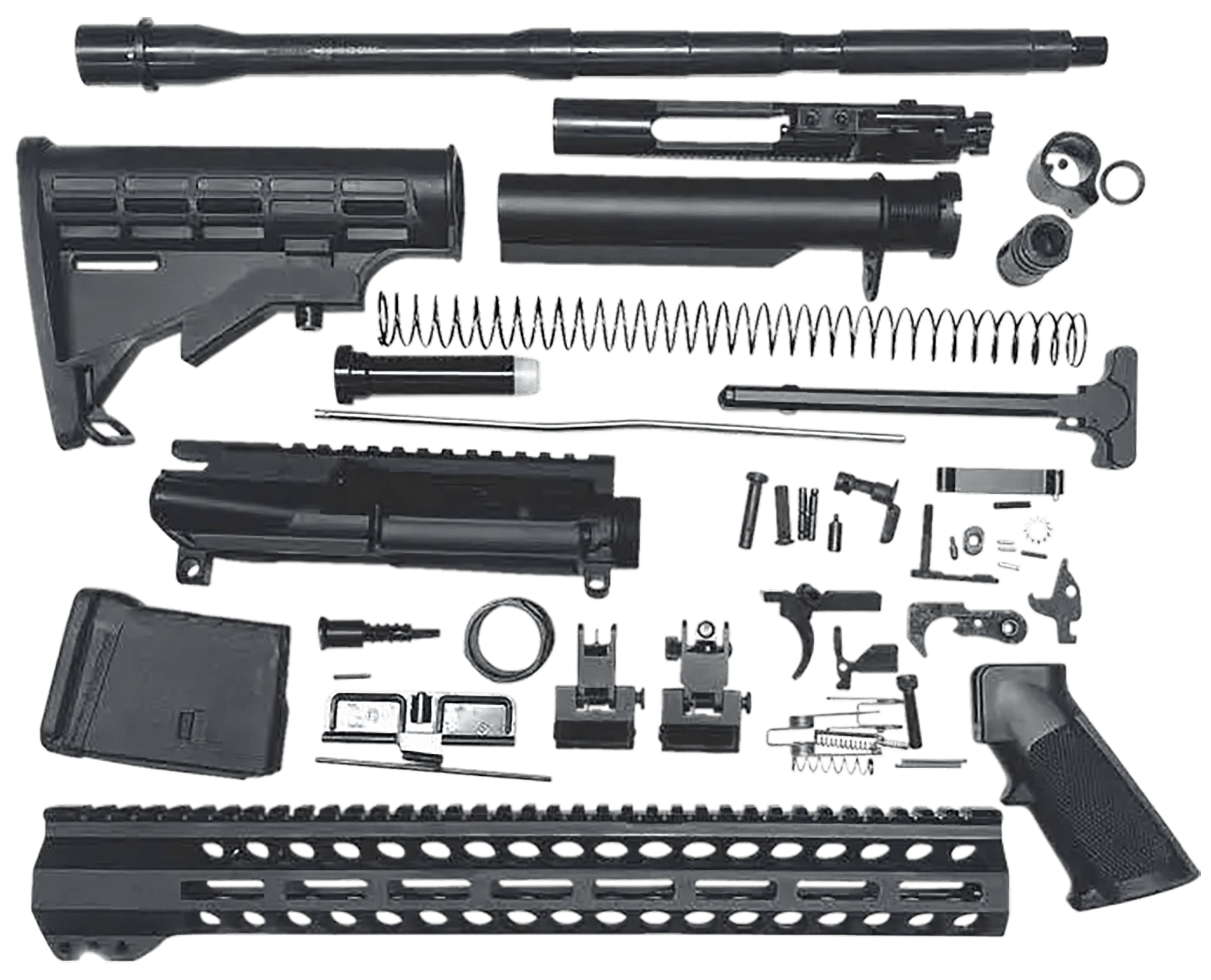 Bowden Tactical AR Build Kit 15 MLok Handguard Mil Spec Parts Flip Up Sights