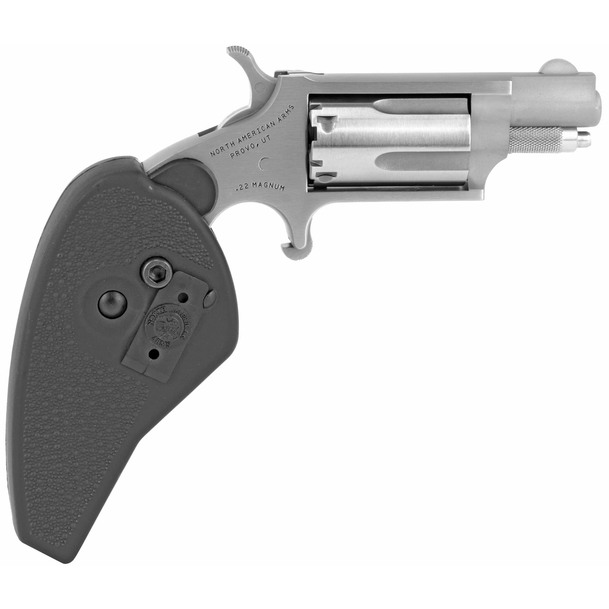 NAA 22MSHG Mini-Revolver 22 WMR Stainless/Black Holster Grip 1.13 in. 5 rd