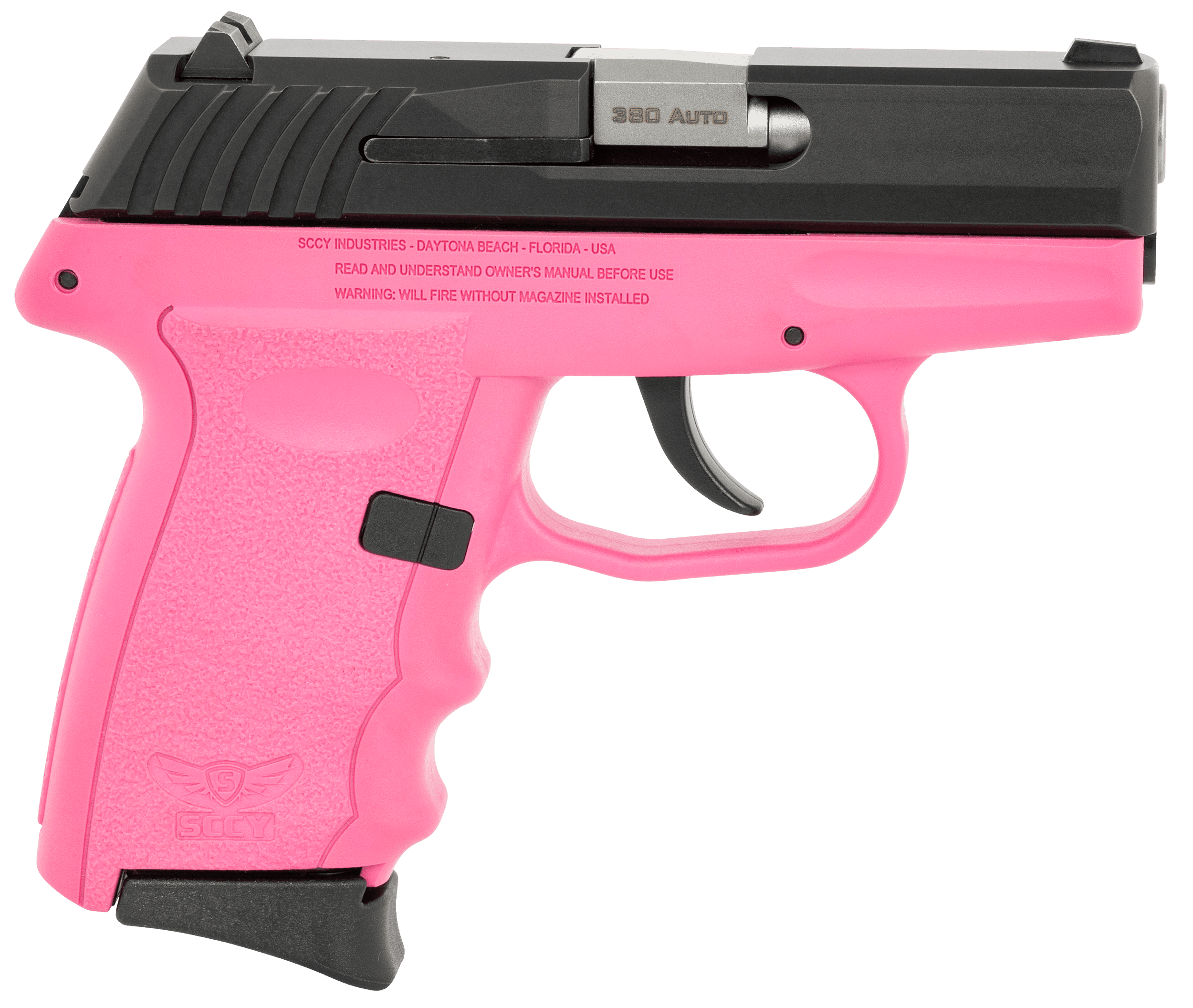 SCCY CPX-3CBPKG3 380 BLK SLIDE PNK GRIP NO SFE 10R