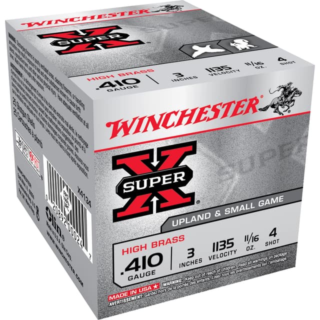 Winchester, Super-X High Brass Load, .410 Bore, Lead Shot, 11/16 oz, 25 Rounds