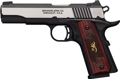 Browning 1911 Black Label Pro 380 ACP 4.25in 8+1 Blackened Slide Silver Flats