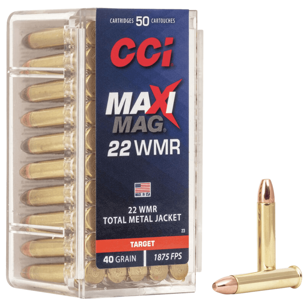 CCI, Maxi-Mag Hv, 22 Winchester Magnum Rimfire (WMR), Total Metal Jacket, 40 Grain, 50 Rounds