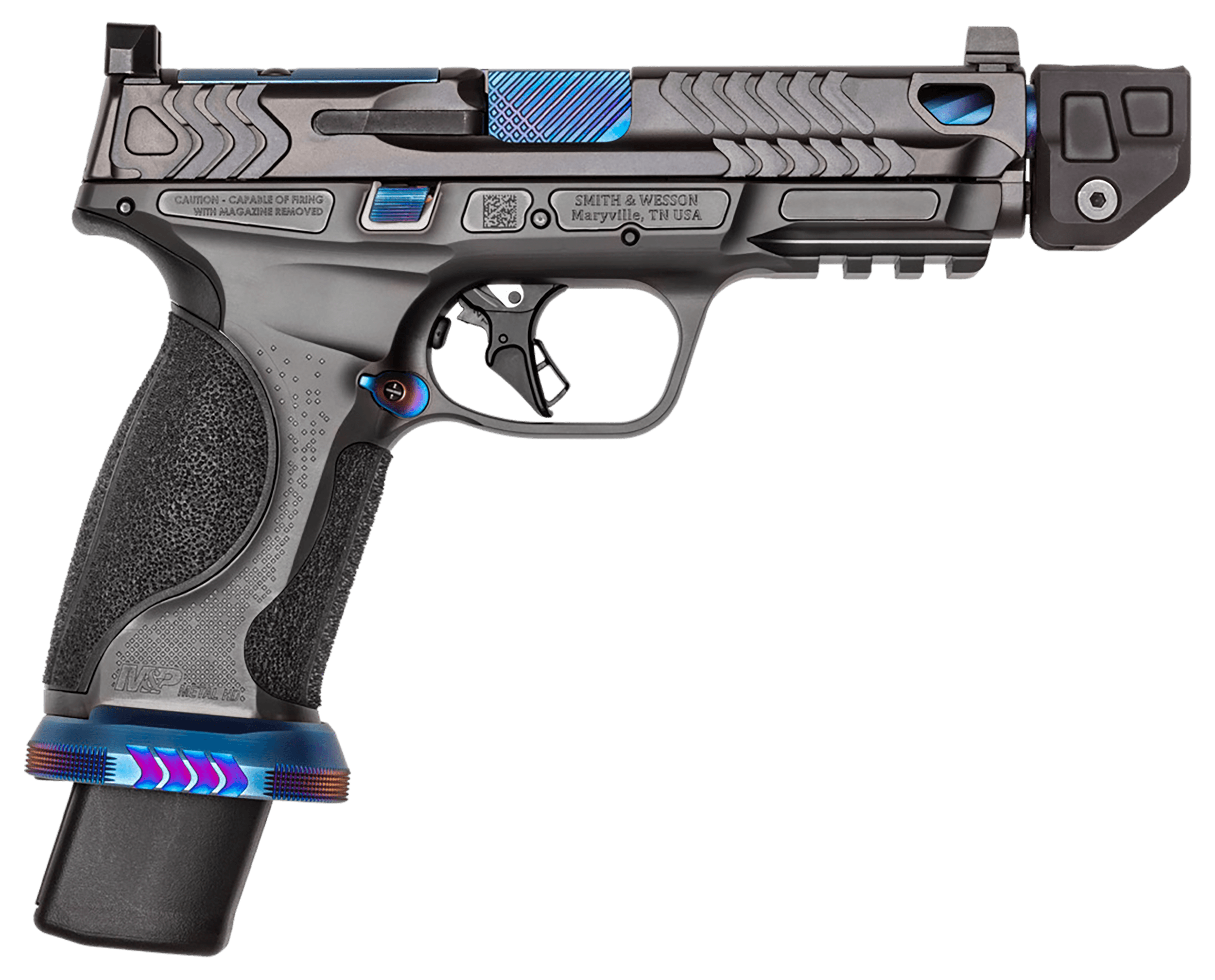 Smith and Wesson Mp9 Pc 9mm Luger 4.88in 23+1 Blue Slide Gray Armornite Frame