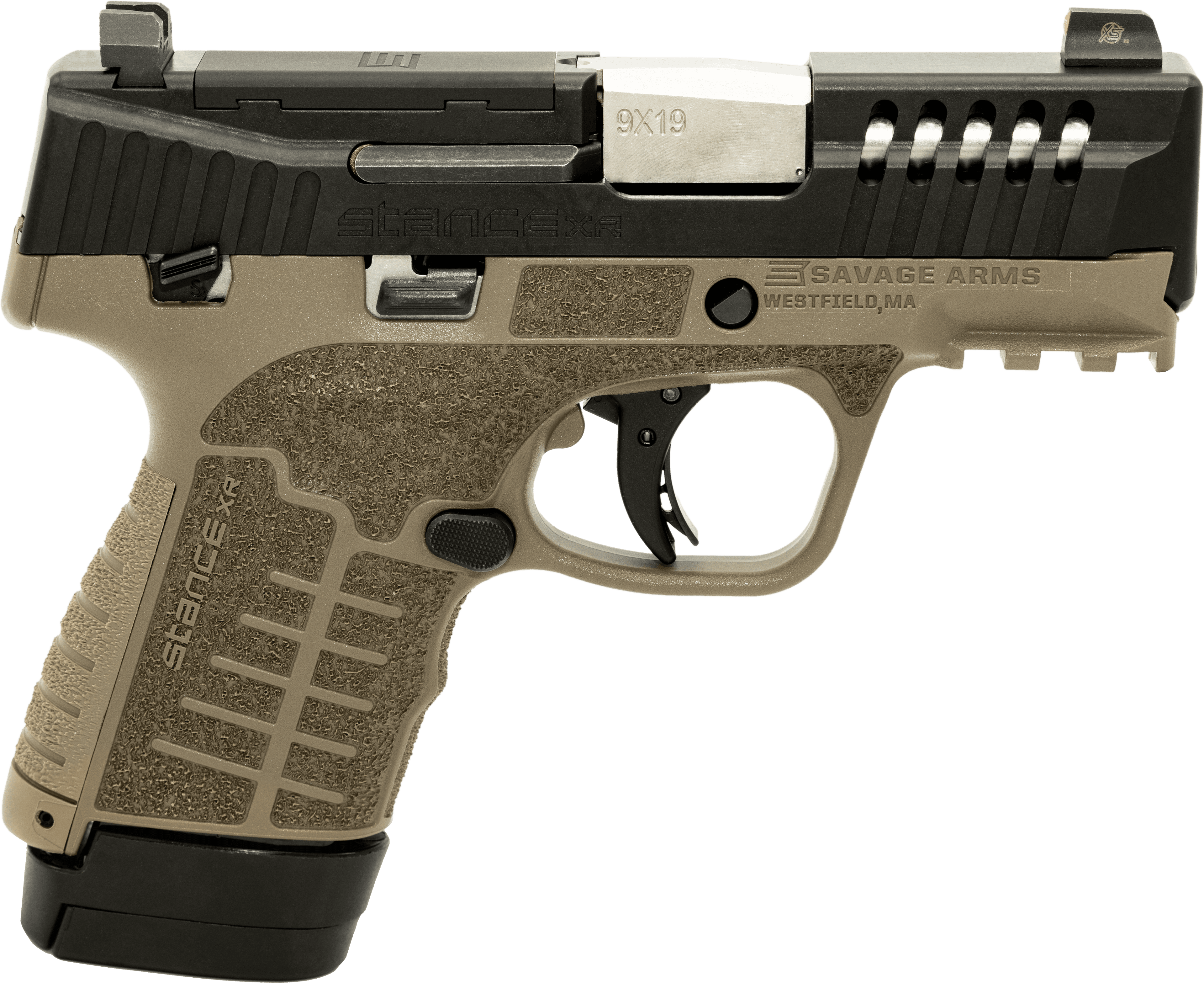 Savage Stance XR 9mm 3.20" 13+1 Ported Stainless Steel FDE Glass Filled Nylon Grip - 67056