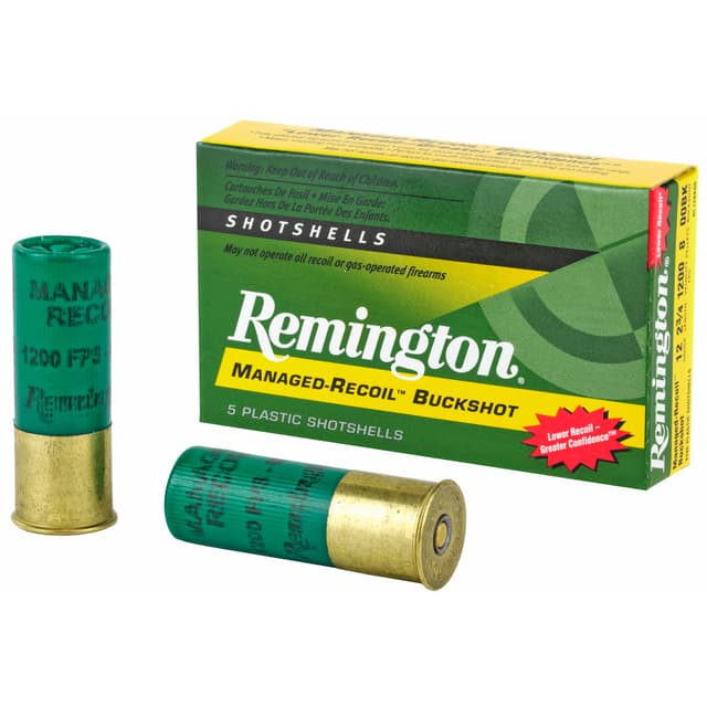 Remington Managed Recoil 12 Gauge 00 Buckshot 8 Pellet 5 Rounds