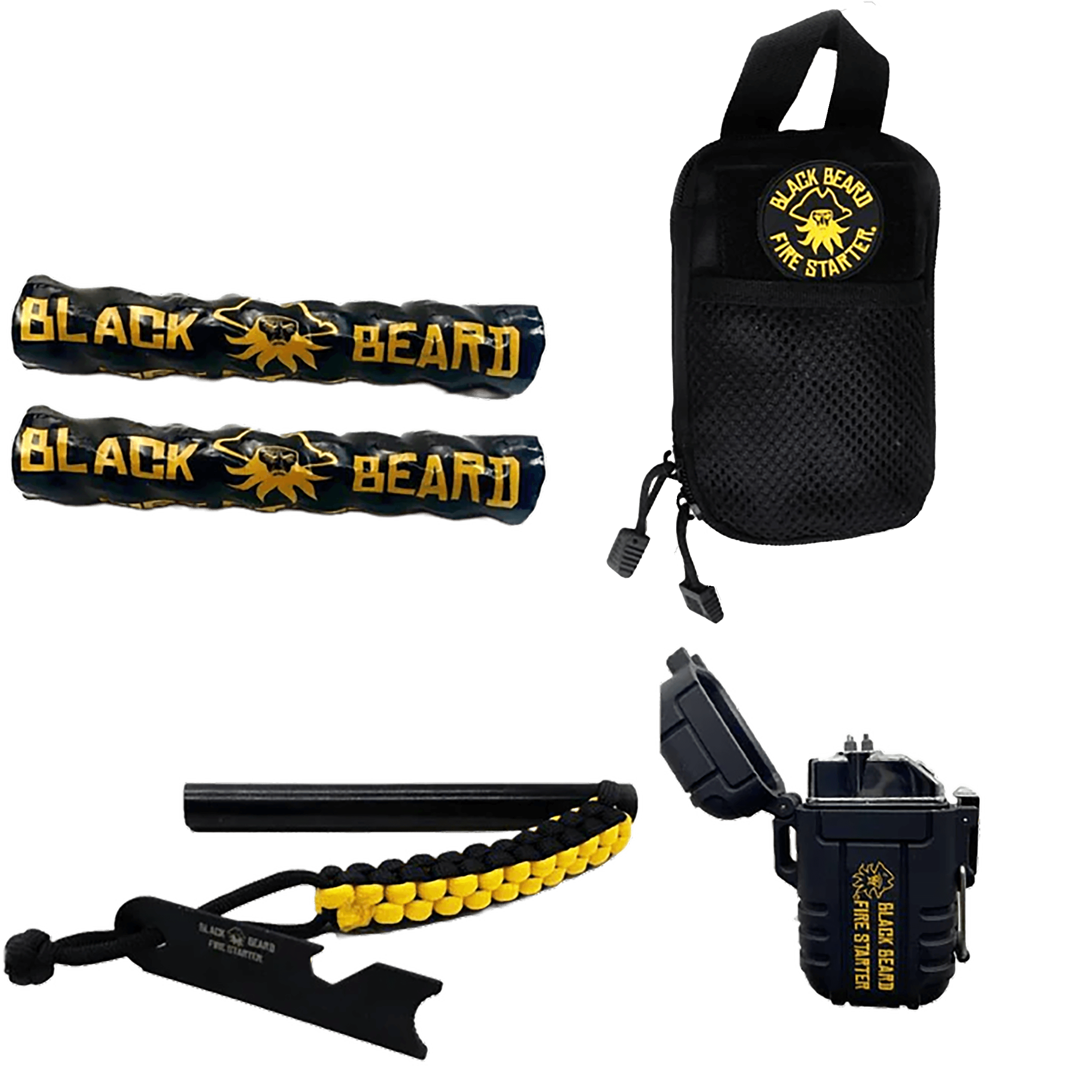 Black Beard Fire Starters SKB Ultimate Fire Kit Black Includes Ferro Rod/Plasma Arc Lighter/Organizer Case/Fire Starters/Decal