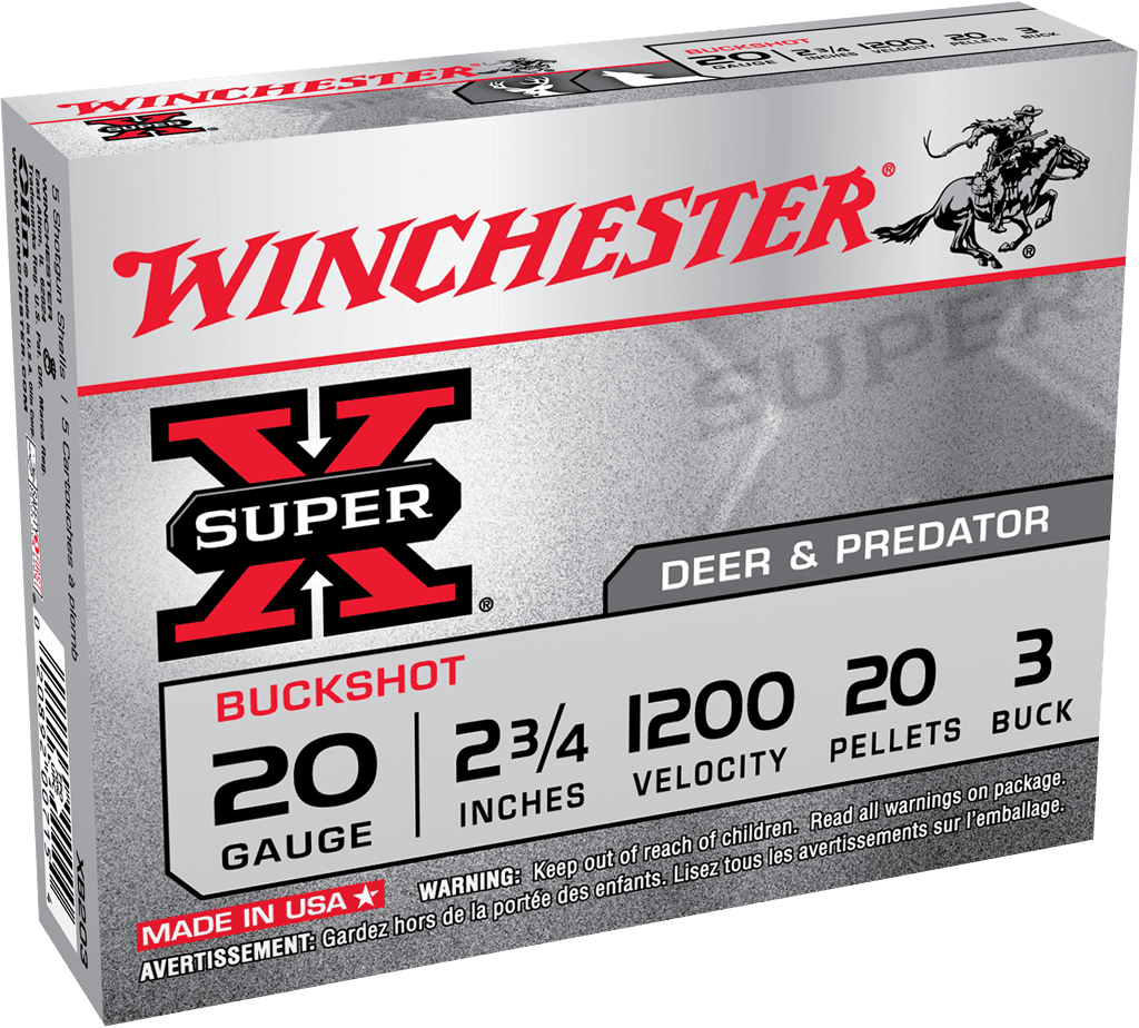 Winchester, Super-X Value Pack Buck Shot, 20 Gauge, Buckshot, 20 Pellets, 15 Rounds