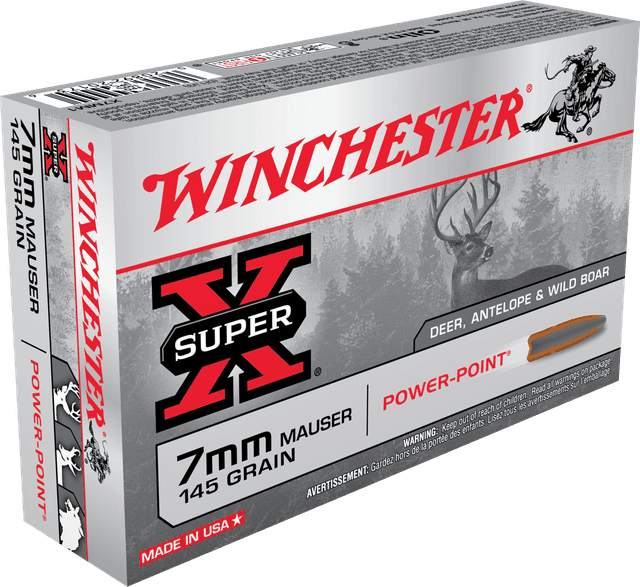 Winchester Super-X, 7mm Mauser, Power Point, 145 Grain, 20 Rounds