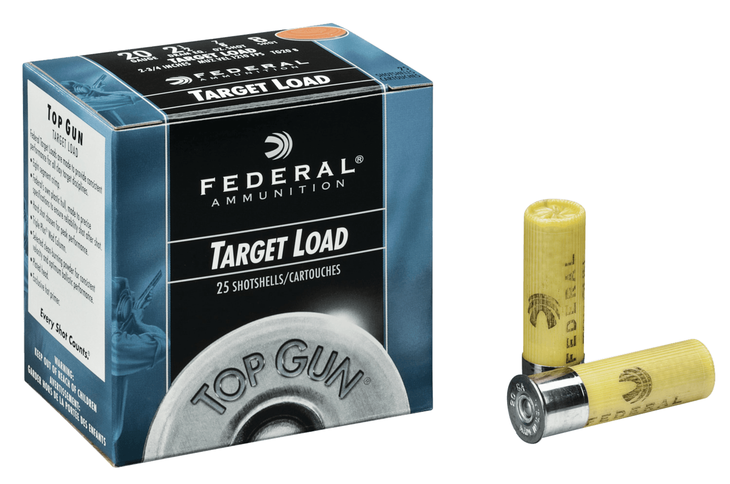 Federal Top Gun 20 Gauge 2.75 Inch 8 Shot 7/8 Grain 25 Rounds
