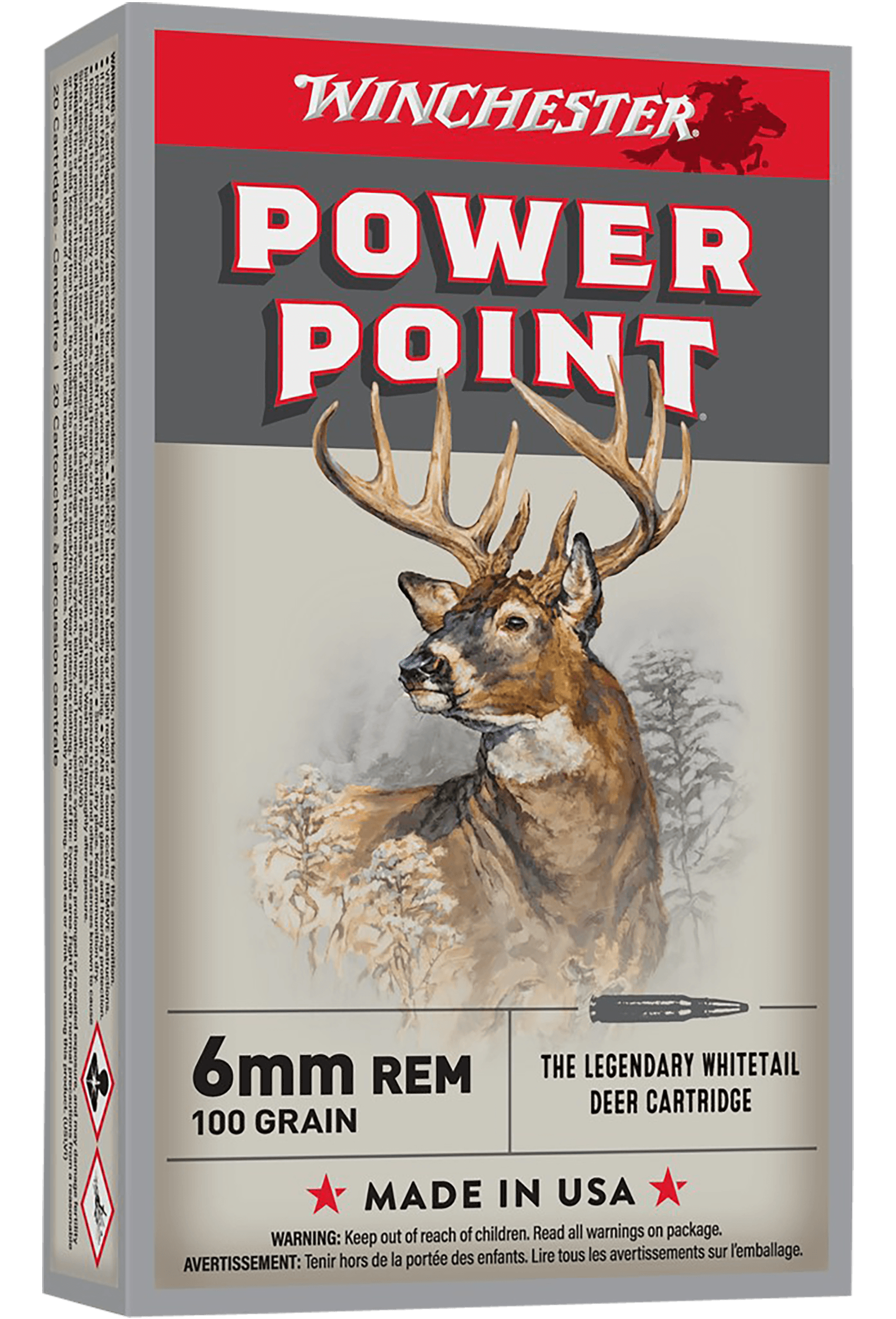 Winchester Super-X, 6mm Remington, Power Point, 100 Grain, 20 Rounds
