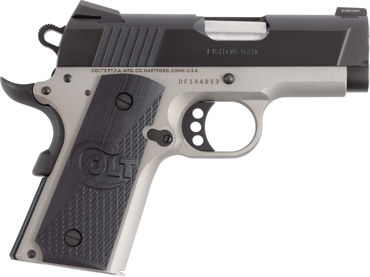 Colt 1911 Defender 45 ACP 3 in 7+1 rounds Cerakote Titanium Blue G10 Grips