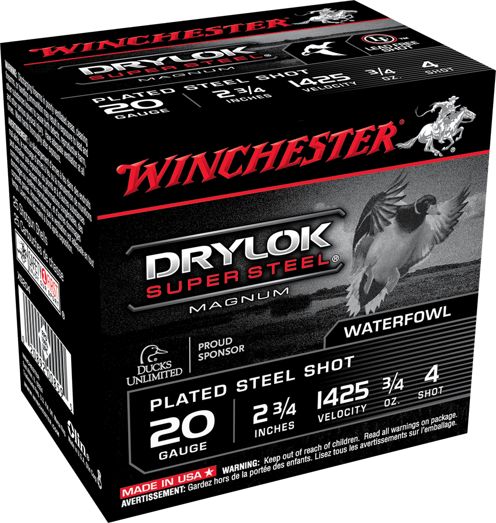 Winchester Drylok Magnum Plated Steel Shot 20 Gauge 3/4 oz 25 Rounds