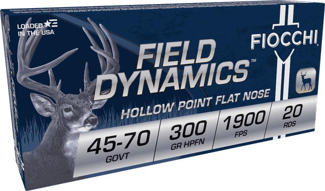 Fiocchi Field Dynamics 45-70 Government Hollow Point Nose 300 Grain 20 Rounds