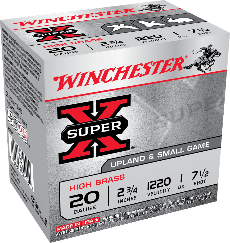 Winchester Super-X High Brass Game Load 20 Gauge Lead 1 oz 7.5 Shot 25 Rounds