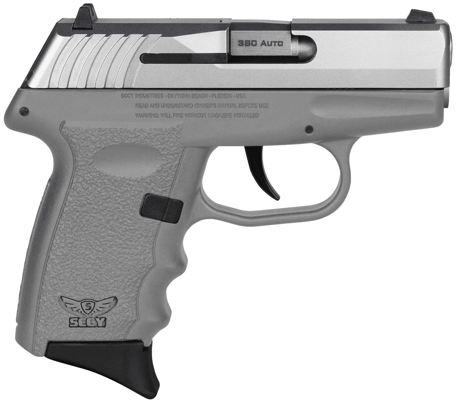SCCY Industries CPX-3TTSG CPX-3  Sub-Compact Frame 380 ACP 10+1, 3.10" Stainless Quadlock Barrel, Serrated Stainless Steel Slide, Sniper Gray Polymer Frame w/Finger Grooves, No Safety,