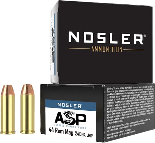 Nosler, Asp Jhp, 44 Remington Magnum, Jacketed Hollow Point, 240 Grain, 20 Rounds