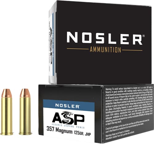 Nosler, Asp Jhp, .357 Magnum, Jacketed Hollow Point, 125 Grain, 20 Rounds
