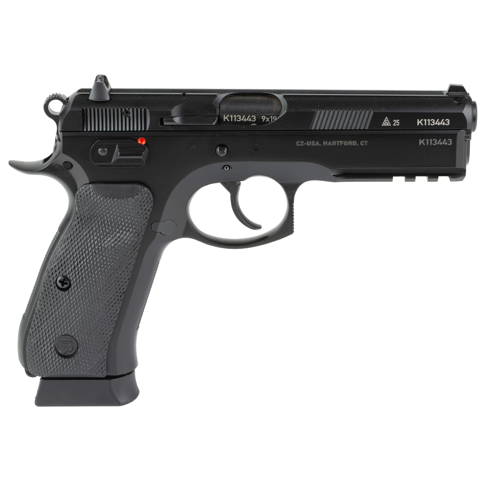 CZ 75 SP-01 50th Anniversary 9mm Luger 4.6in 19rd Colored Steel Frame Rubber Grip