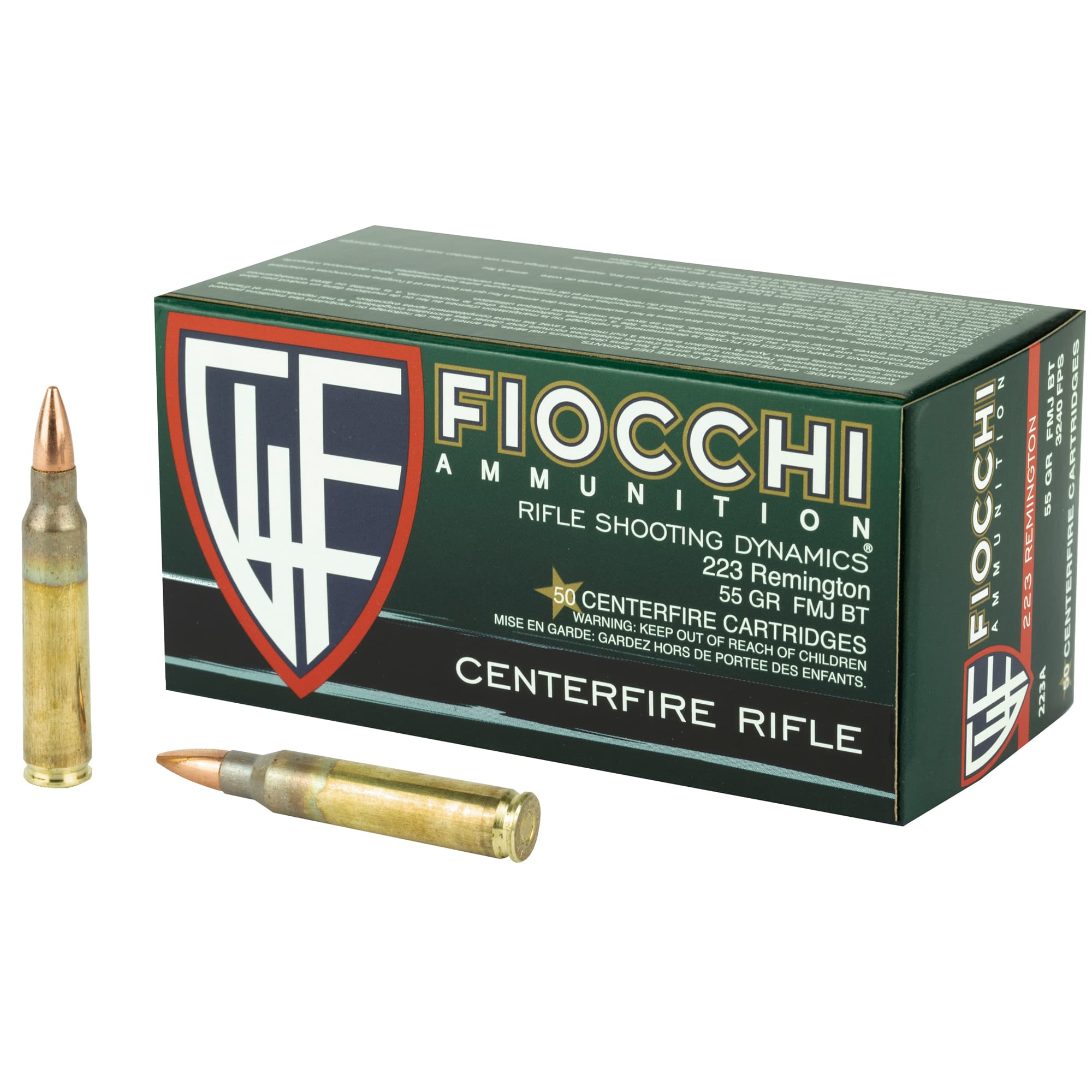 Fiocchi Training Dynamics 223 Remington Full Metal Jacket Boat Tail 55 Grain 50 Rounds