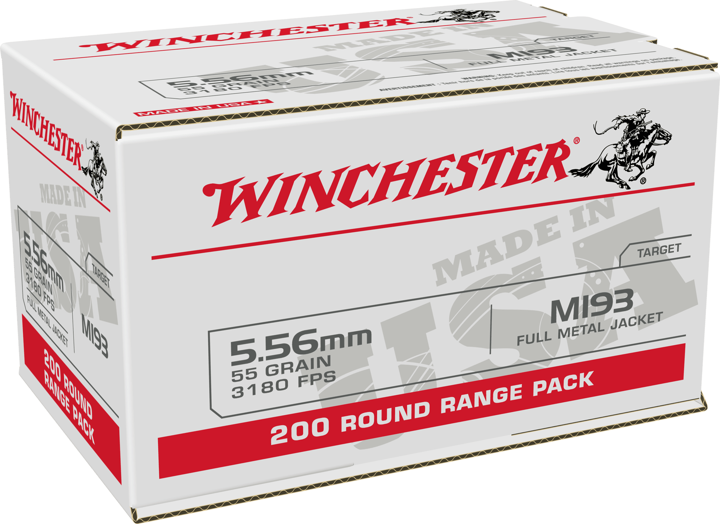Winchester Usa Rifle, 5.56x45mm Nato, Full Metal Jacket, 55 Grain, 200 Rounds