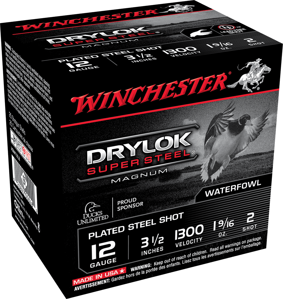 Winchester Super-X Drylok Super Steel Magnum Plated Load 12 Gauge Plated Steel Shot 1 9/16 oz 25 Rounds