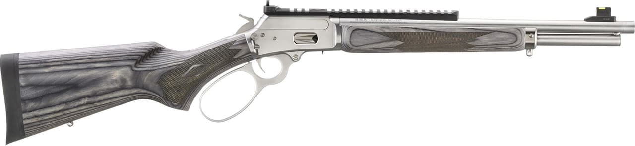 Marlin 70432 1894 SBL 44 Special/44 Rem Mag 8+1/9+1 16.10" Polished Stainless Threaded Barrel, Polished Stainless Picatinny Rail Receiver, Gray Fixed Laminate Stock